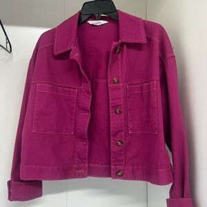 Old Navy Magenta Pink Cropped Jean Jacket